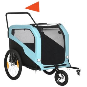 2-in-1 Dog Bike Trailer Pet Stroller Carrier For Large Dogs With Hitch, Quick-release Wheels, Foot Support, Pet Bicycle Cart Wagon Cargo For Trav (Option: Pastel Blue)