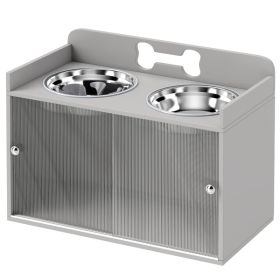 Elevated Dog Bowls with Storage, Raised Dog Bowl Stand with 2 Stainless Steel Bowl for Large Dogs, Gray (Option: Gray-700x395x170 mm)