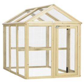 Wooden Chicken Run, Combinable Design with Perches, 4.6' x 2.8', Nature Wood (Option: Natural Wood-830x380x560 mm)